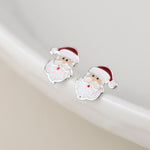 Sterling silver santa stud earrings
