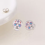 Sterling silver sugar skull stud earrings