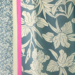 Recycled silky floral and pink border scarf