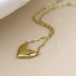 Waterproof gold plated small beaten heart necklace