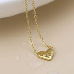 Waterproof gold plated small beaten heart necklace