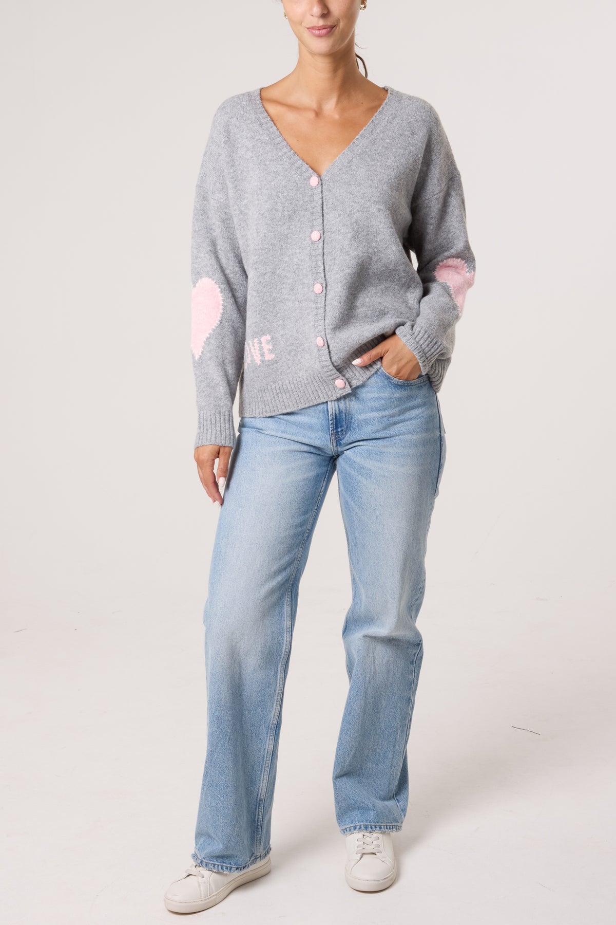 LOVE HEART STITCHING KNIT CARDIGAN