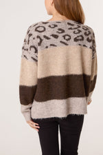 ANIMAL COLOUR BLOCK KNIT JUMPER