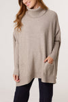 SIDE BUTTONS ROLL NECK KNIT JUMPER