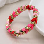 Mixed pink and gold heart chevron bracelet