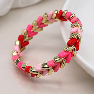 Mixed pink and gold heart chevron bracelet