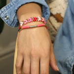 Mixed pink and gold heart chevron bracelet