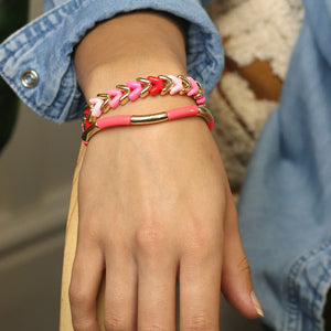 Mixed pink and gold heart chevron bracelet
