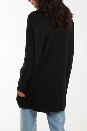 ROLL NECK POCKET BATWING SLEEVE OVERSIZED JUMPER