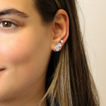 Silver plated blue quatrefoil triple stud set
