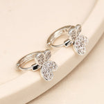Silver plated crystal butterfly hoops