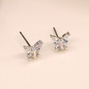 Silver plated crystal butterfly earrings