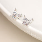 Silver plated crystal butterfly earrings