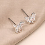 Silver plated crystal butterfly earrings