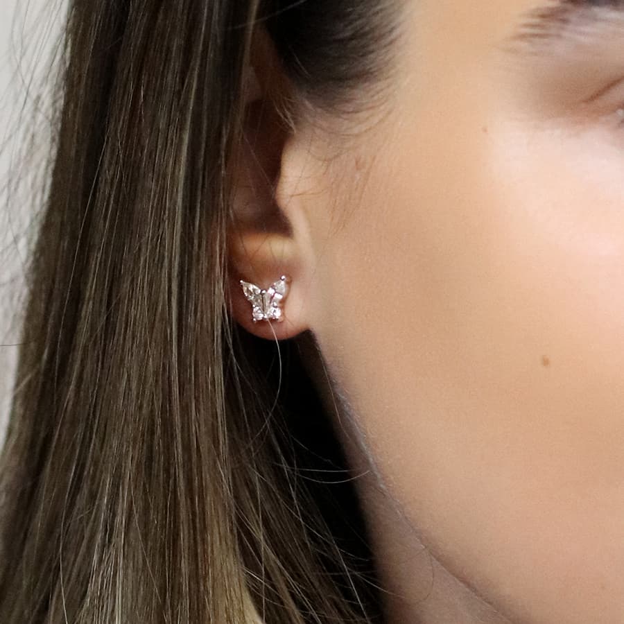 Silver plated crystal butterfly earrings