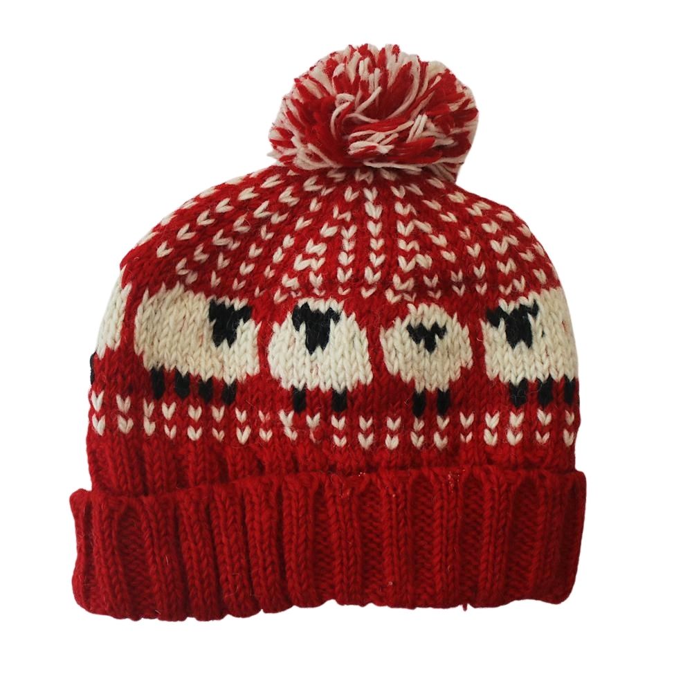 Chunky Knitted Sheep Bobble Hat
