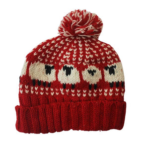 Chunky Knitted Sheep Bobble Hat