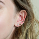 Triple heart rose gold silver and crystal earring set