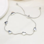 Golden adjustable snake chain hearts bracelet