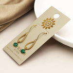 14K gold plated teardrop and emerald oval earrings