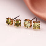 Olive mix golden crystal stud earring duo 3967