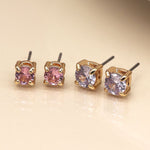 Lilac mix golden crystal stud earring duo 3969