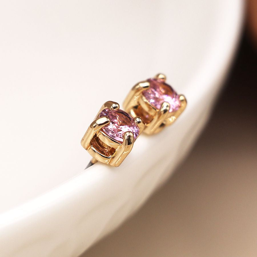 Lilac mix golden crystal stud earring duo 3969