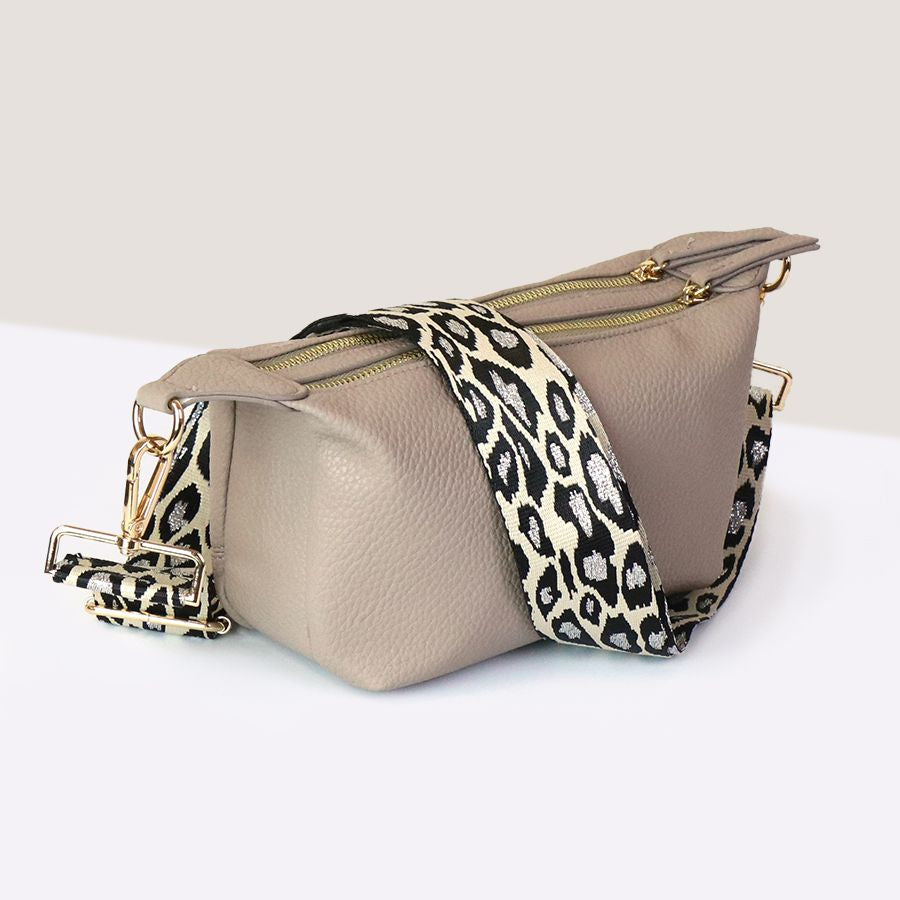 Fawn Vegan Leather double zip bag with animal strap 81479