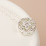 Silver plated star in circle heart in circle necklace