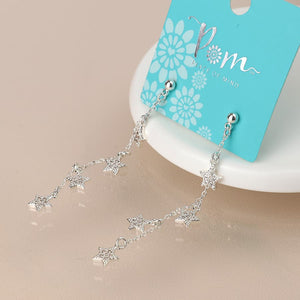 Silver plated chain and crystal star drop earrings