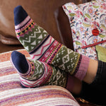 Sage green mix nordic knit socks