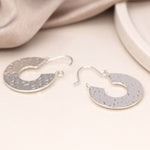 Silver plated hammered c-hoop earrings