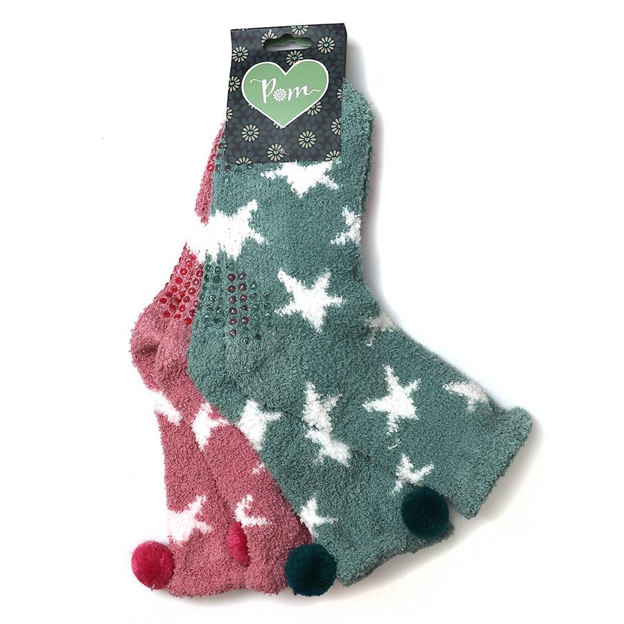 Seafoam and pink star cosy socks set