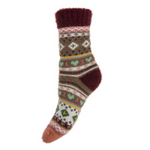 Dark Taupe And Burgundy Patterned Wool Blend Socks WS538