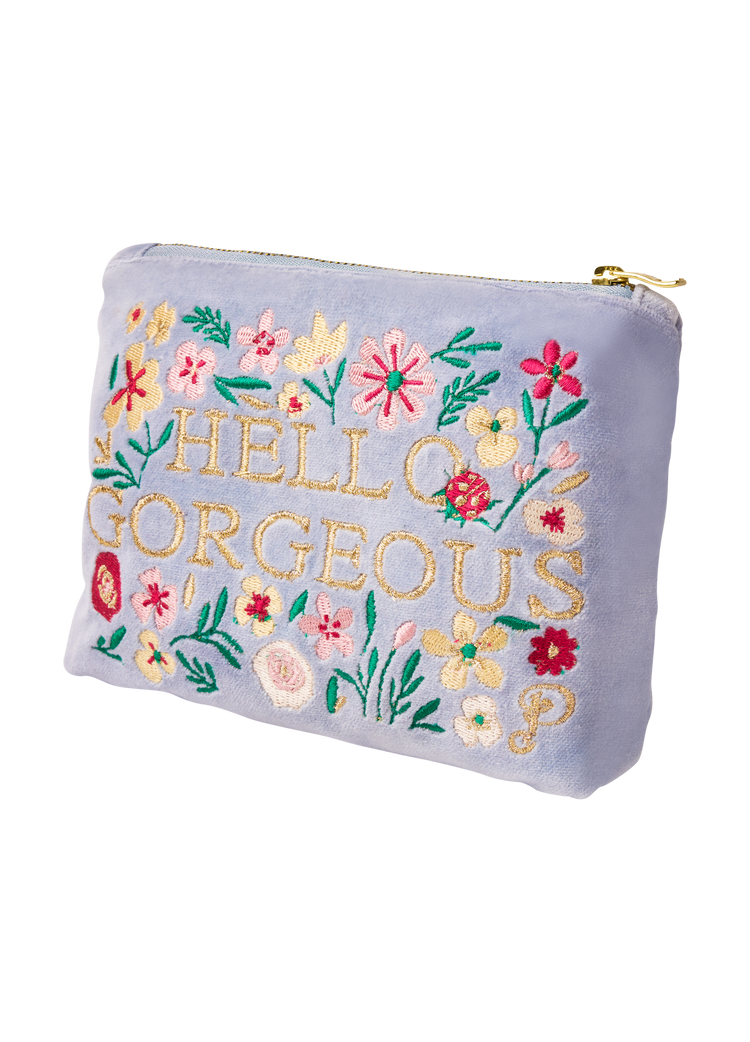 VELVET MINI POUCH - HELLO GORGEOUS - DENIM