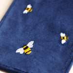 NAVY VELVET BEE GLASSES CASE