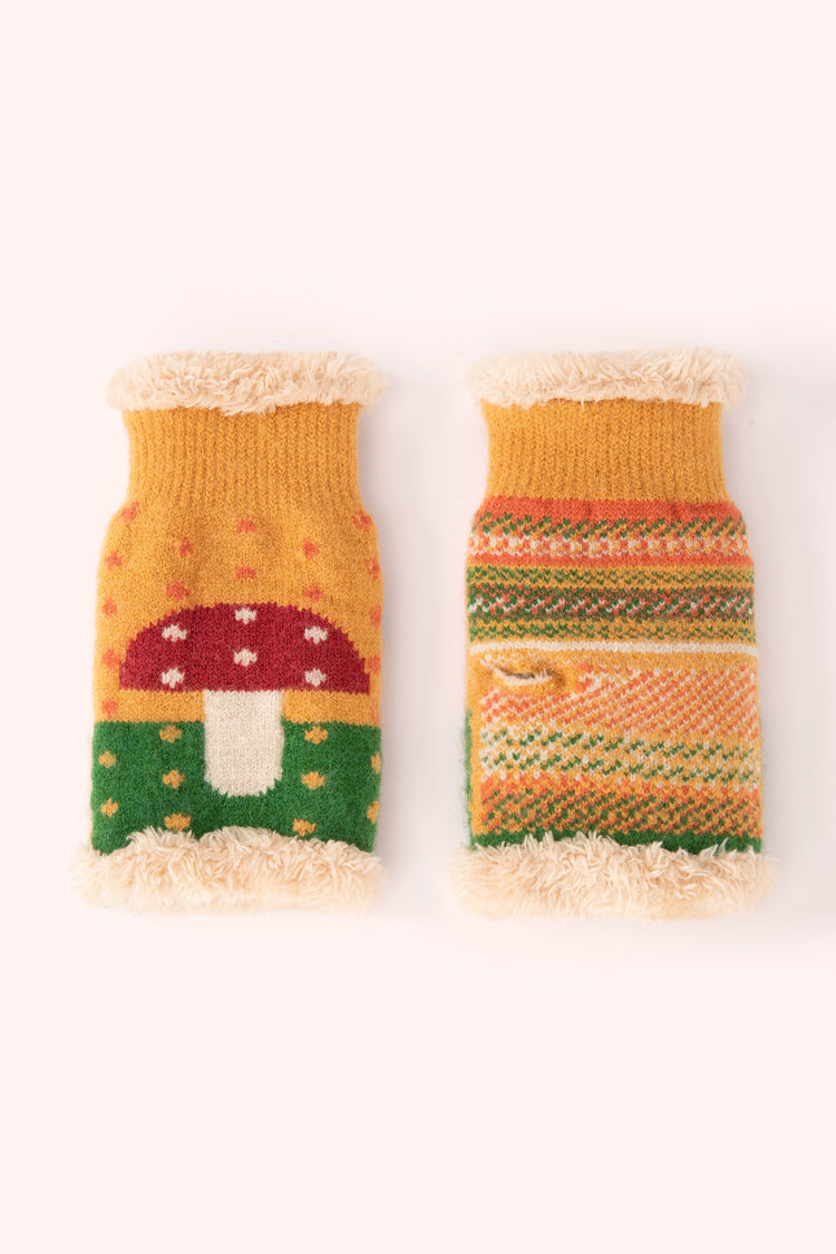 TOADSTOOL WRIST WARMERS - MUSTARD