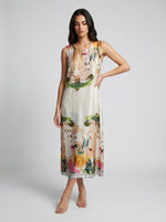 Santorini Print Satin Maxi Dress