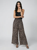 Leopard Print Shirred Waist Palazzo Trouser