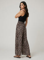 Leopard Print Shirred Waist Palazzo Trouser