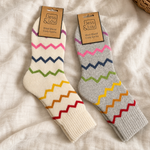 Rainbow Zigzag Wool Blend Cosy Socks