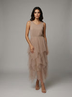 Elegant Tiered Tulle Midi Dress