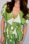 Leaf Button Front Maxi Dress