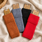 Wool Blend Double-Cuff Fingerless Gloves