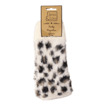 Fluffy Leopard-Print Fingerless Gloves
