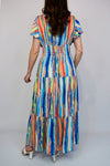 Multi Stripe Button Front Maxi Dress