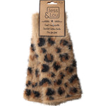 Fluffy Leopard-Print Fingerless Gloves