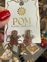 Ginger gingerbread man stud earrings