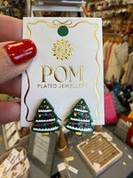 Sprucy green xmas tree stud earrings