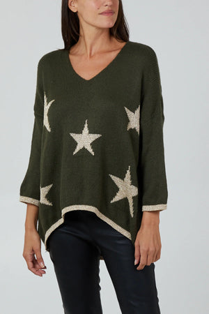 METALLIC STAR & HEM KNITTED JUMPER